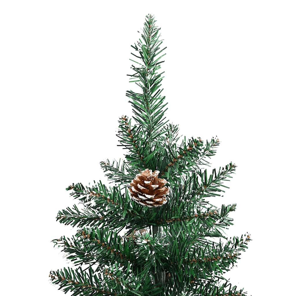 Sapin de Noël mince bois véritable et neige blanche vert 180 cm - XIOS