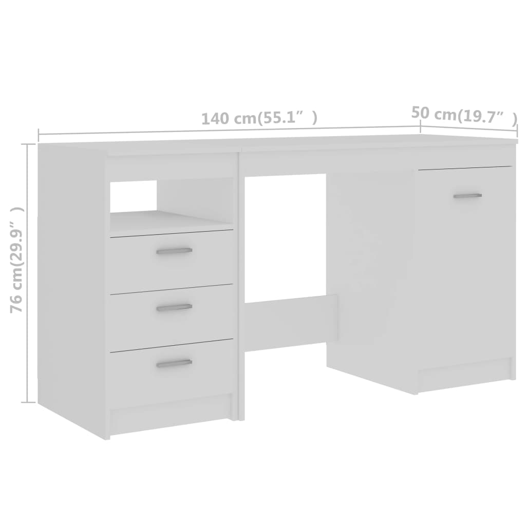Bureau Blanc 140x50x76 cm Bois d’ingénierie - XIOS