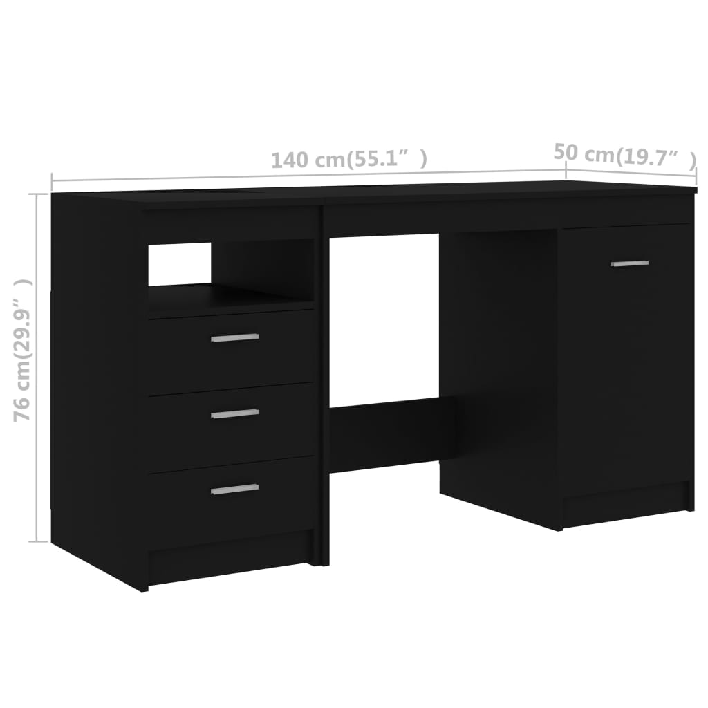 Bureau Noir 140x50x76 cm Bois d’ingénierie - XIOS