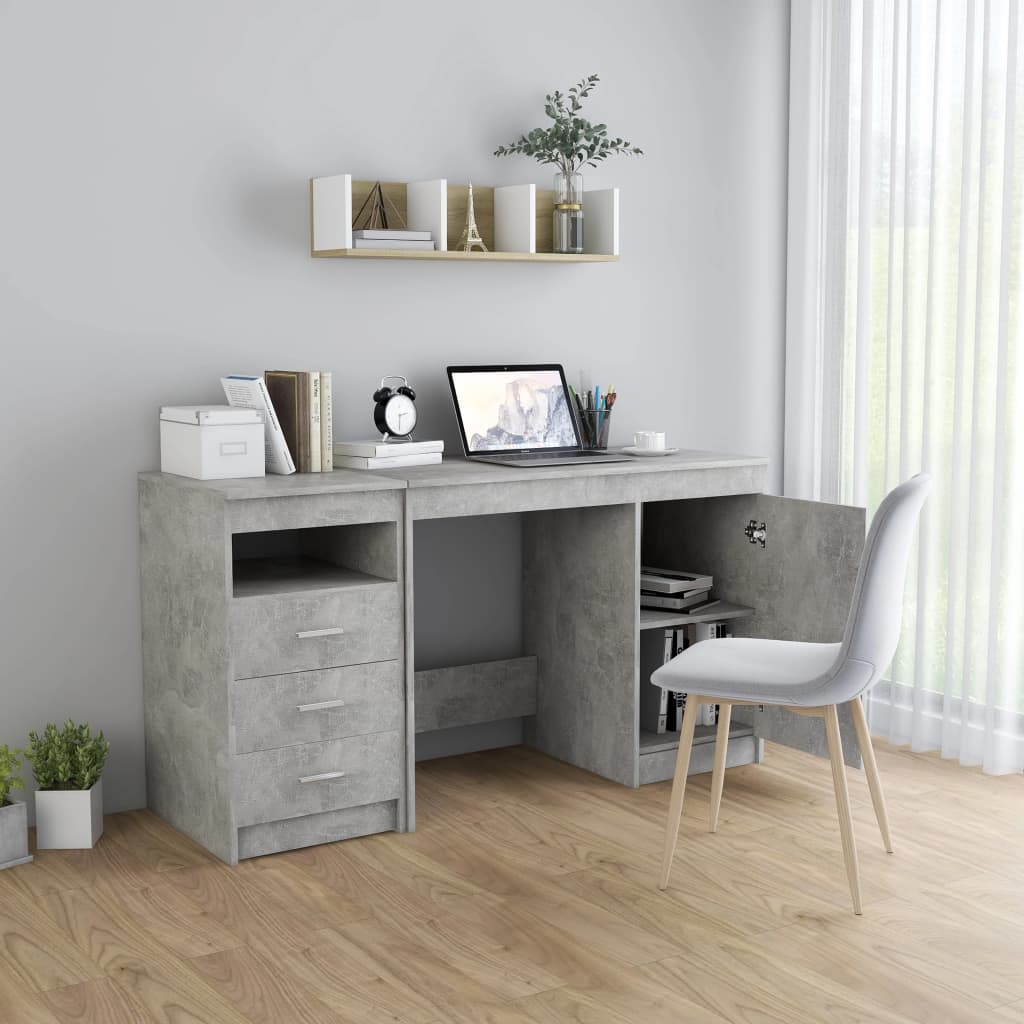 Bureau Gris béton 140x50x76 cm Bois d’ingénierie - XIOS
