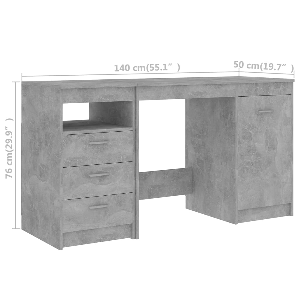 Bureau Gris béton 140x50x76 cm Bois d’ingénierie - XIOS