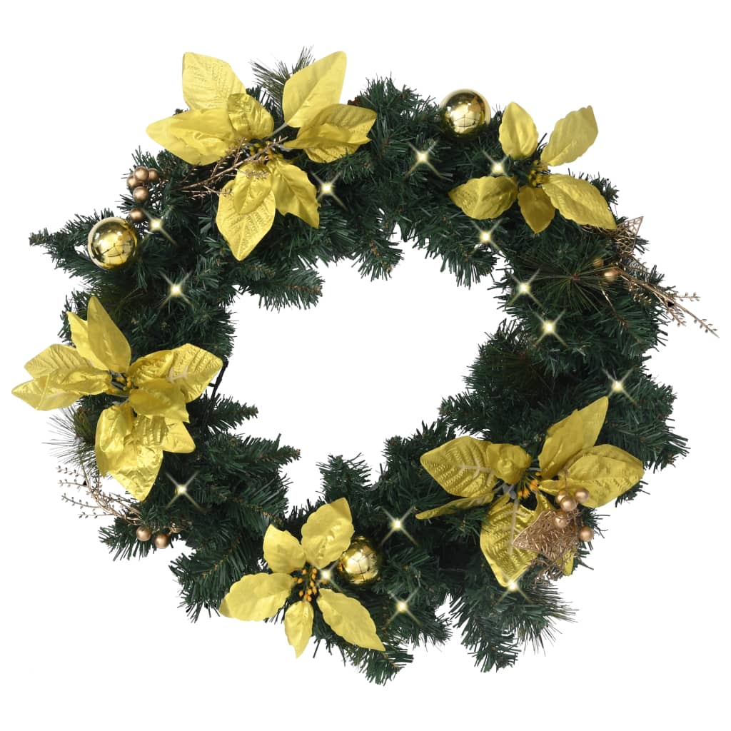 Couronne de Noël avec lumières LED vert 60 cm PVC - XIOS