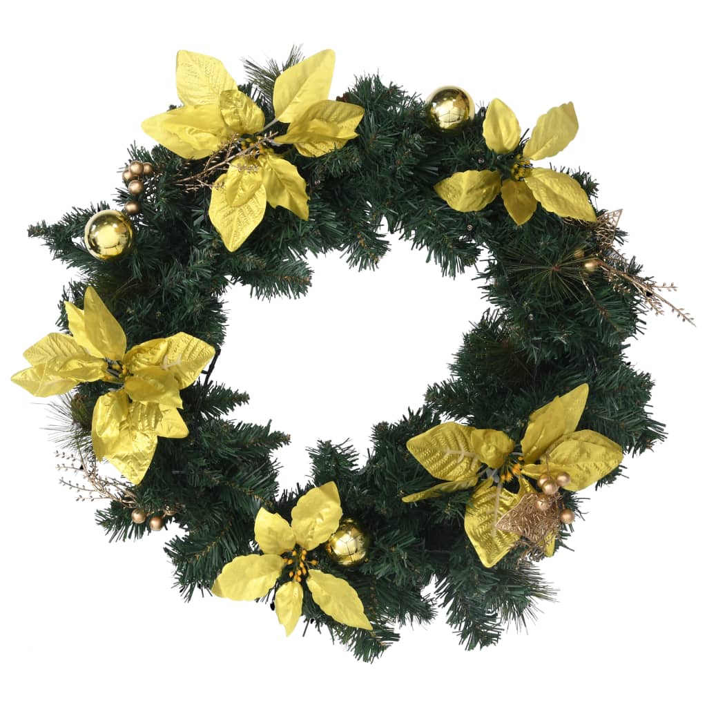 Couronne de Noël avec lumières LED vert 60 cm PVC - XIOS