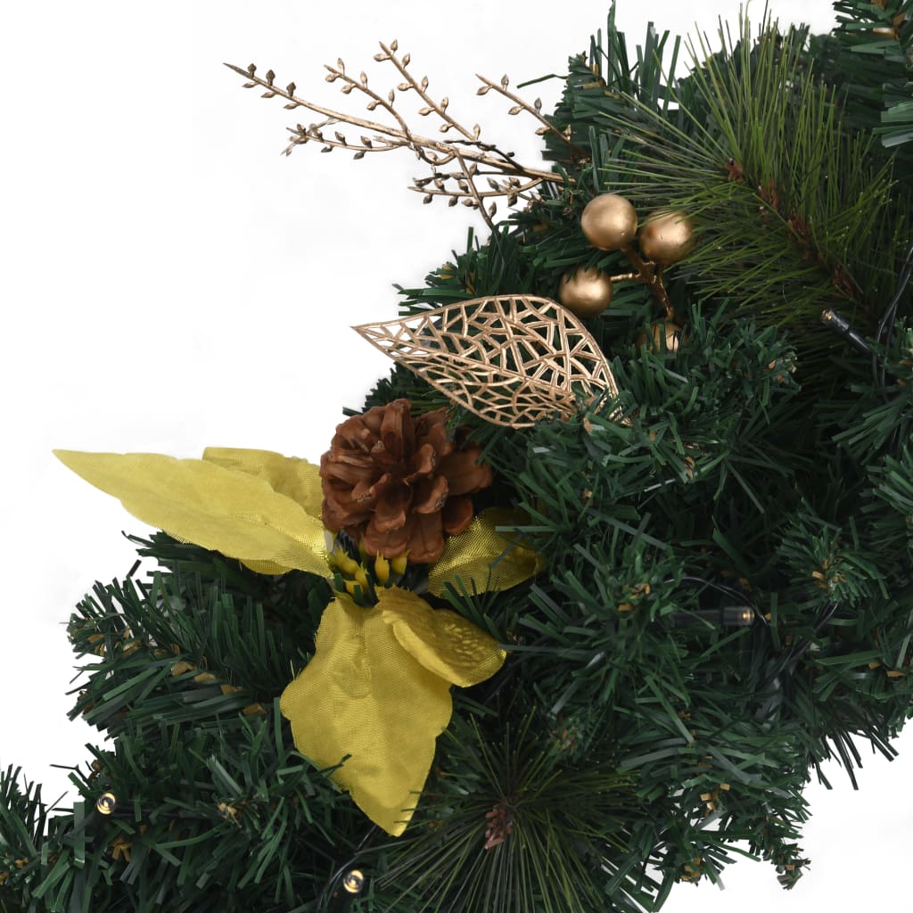 Couronne de Noël avec lumières LED vert 60 cm PVC - XIOS