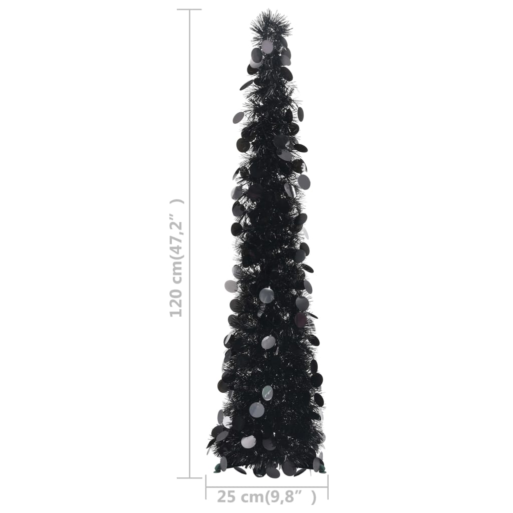 Sapin de Noël artificiel escamotable noir 120 cm PET - XIOS