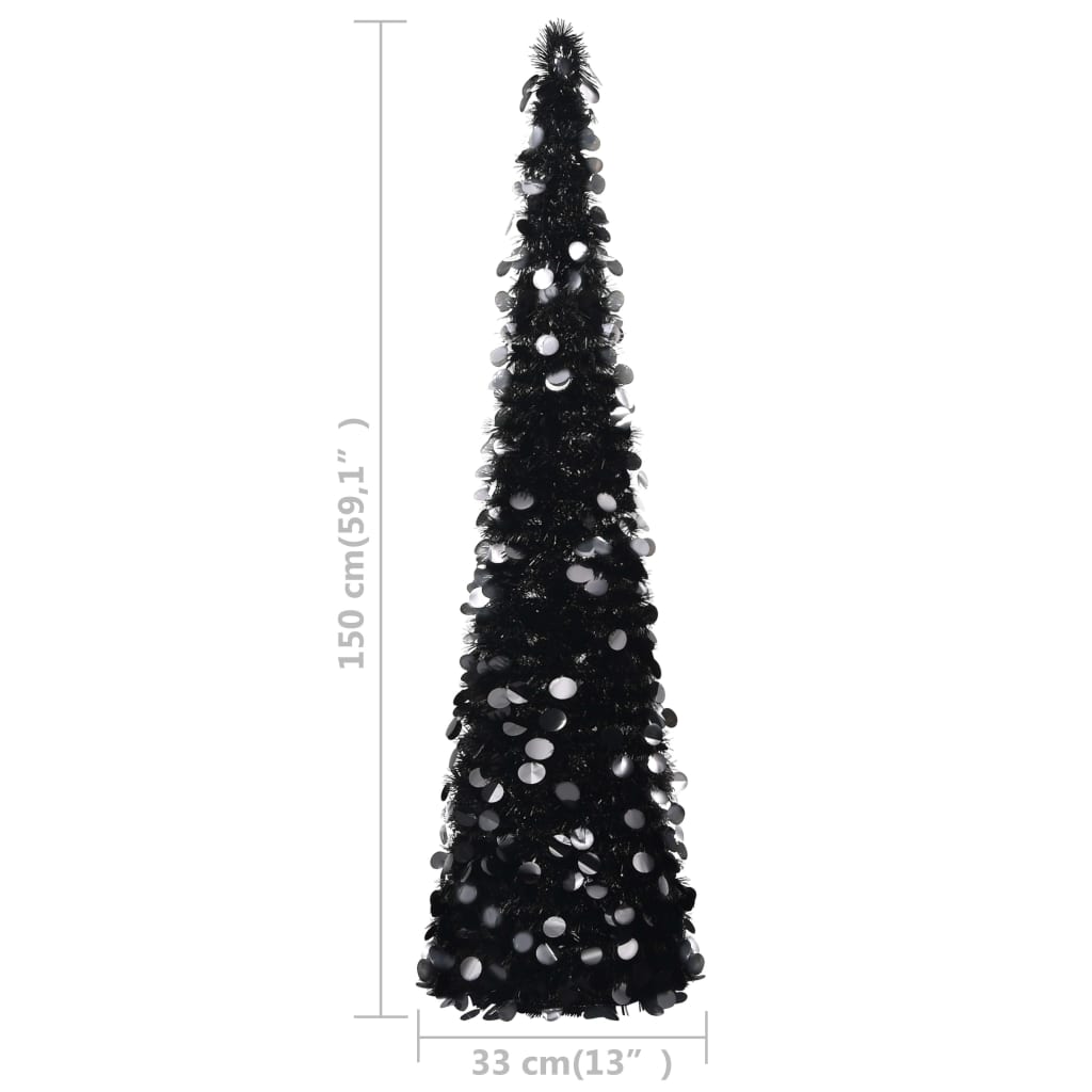 Sapin de Noël artificiel escamotable noir 150 cm PET - XIOS