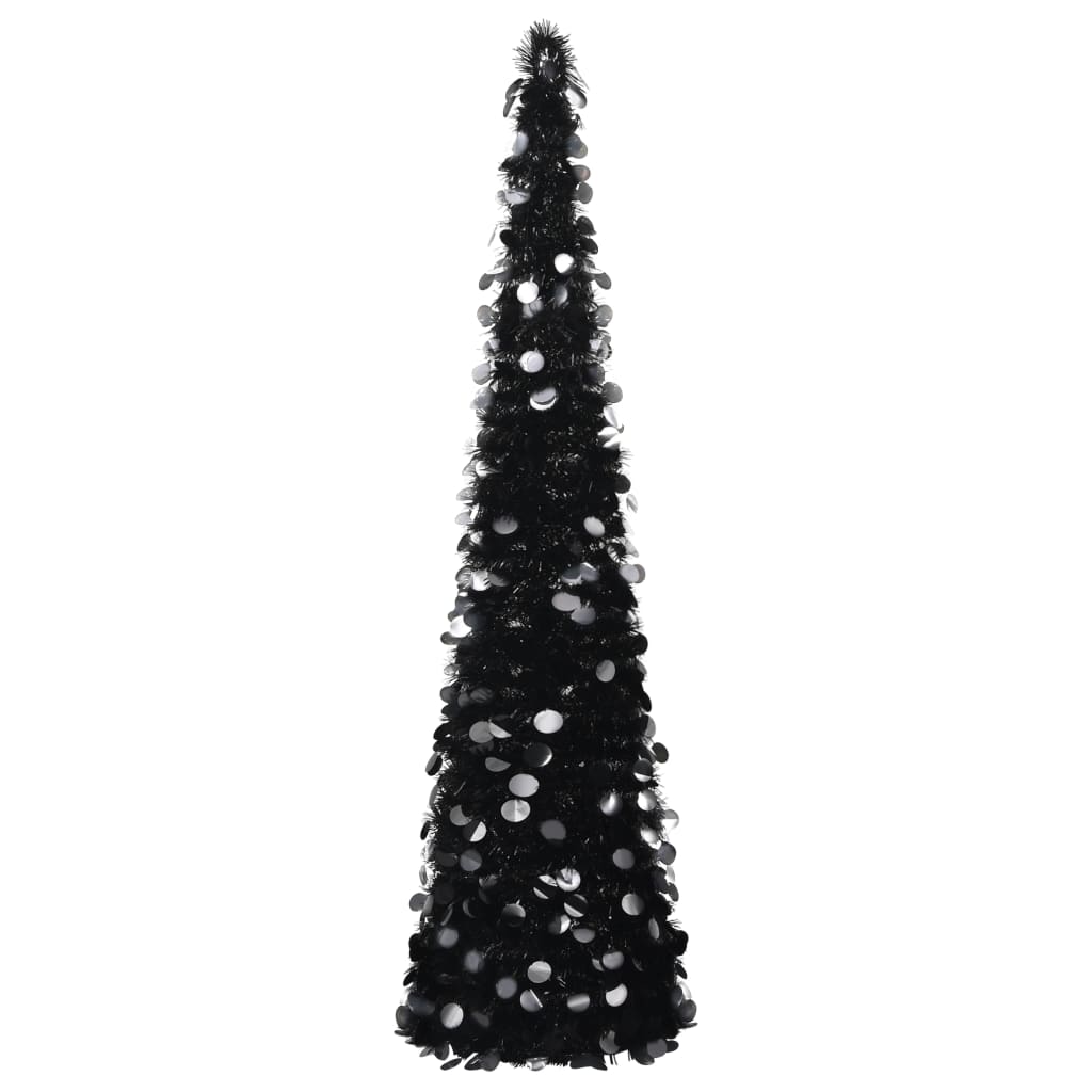 Sapin de Noël artificiel escamotable noir 180 cm PET - XIOS