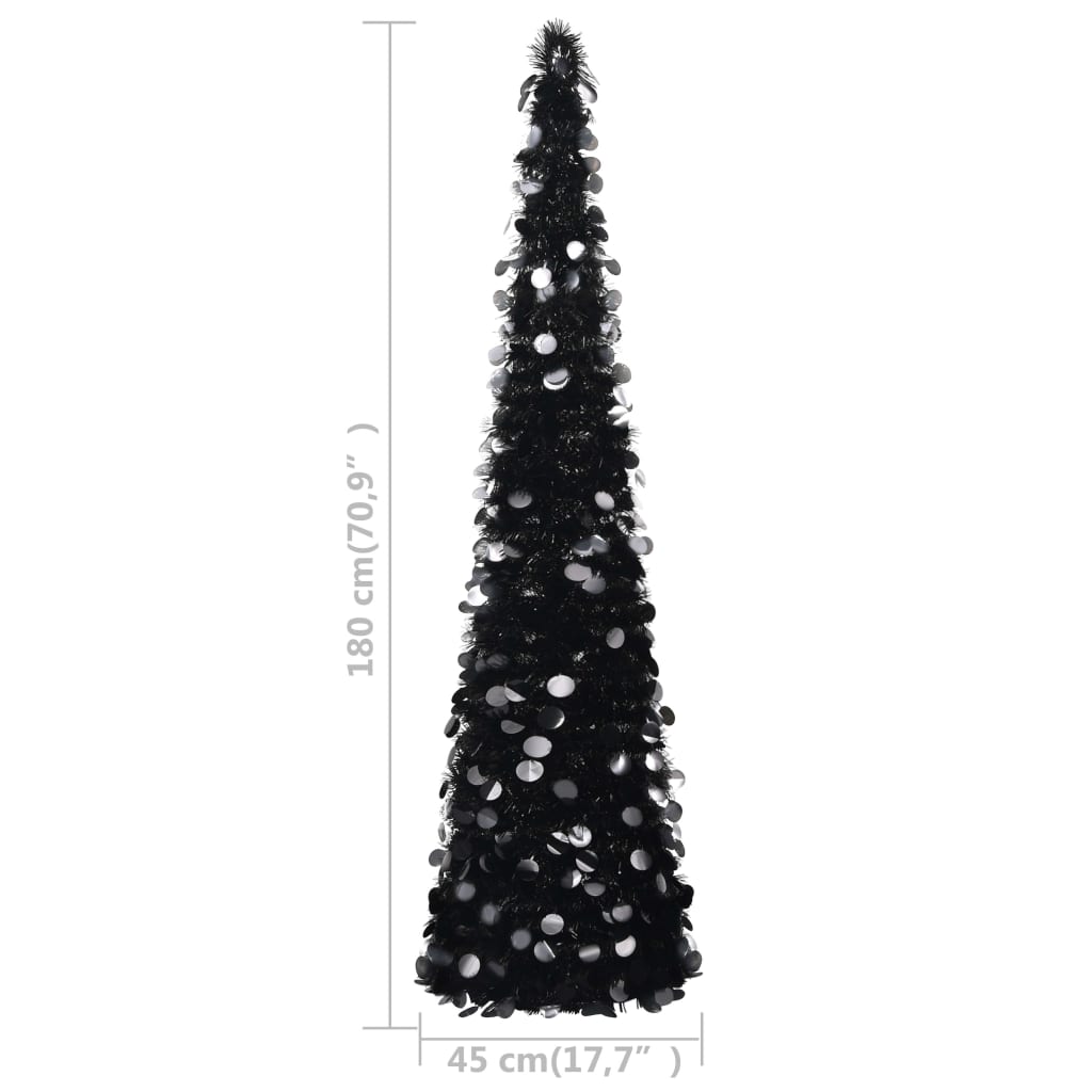 Sapin de Noël artificiel escamotable noir 180 cm PET - XIOS