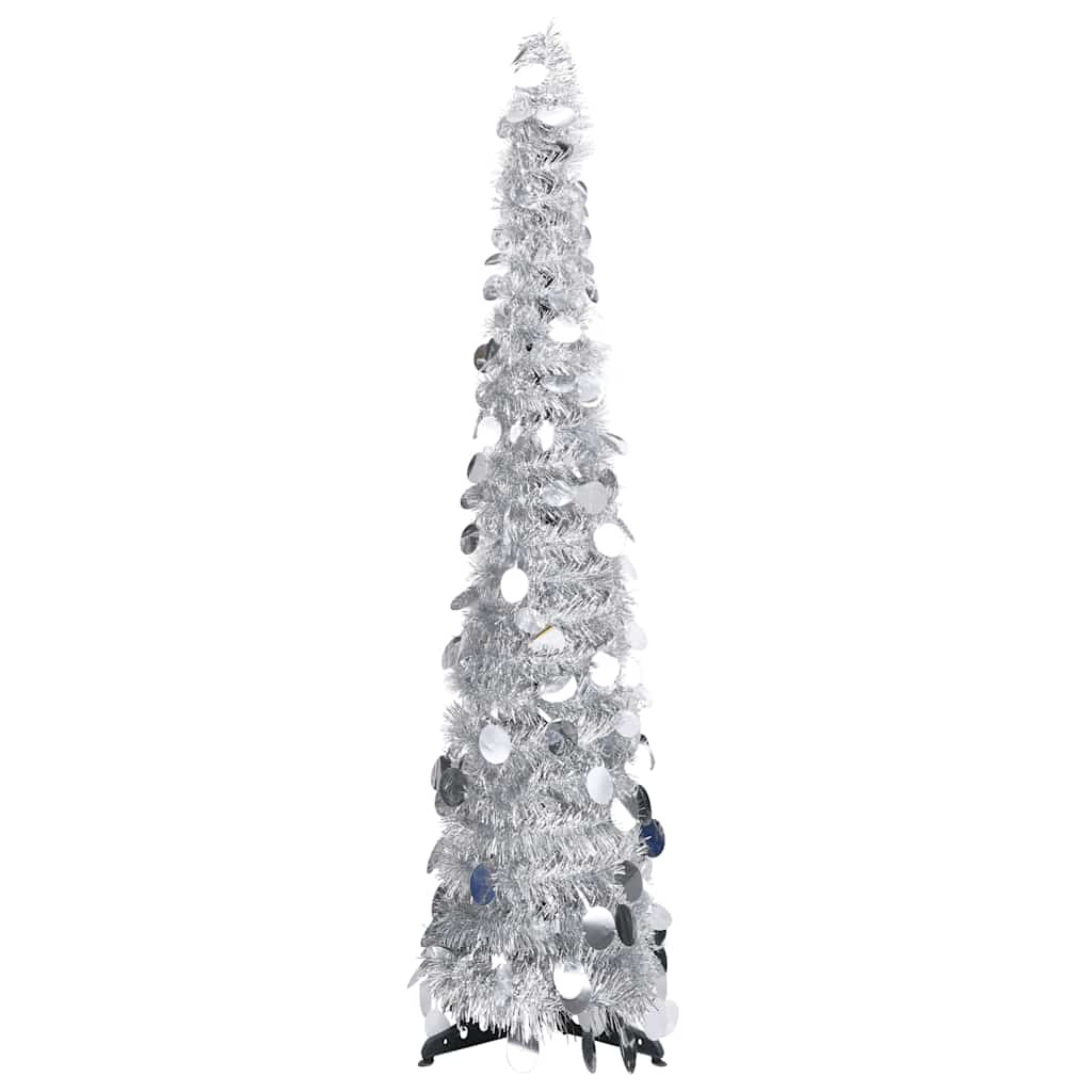 Sapin de Noël artificiel escamotable argenté 120 cm PET - XIOS