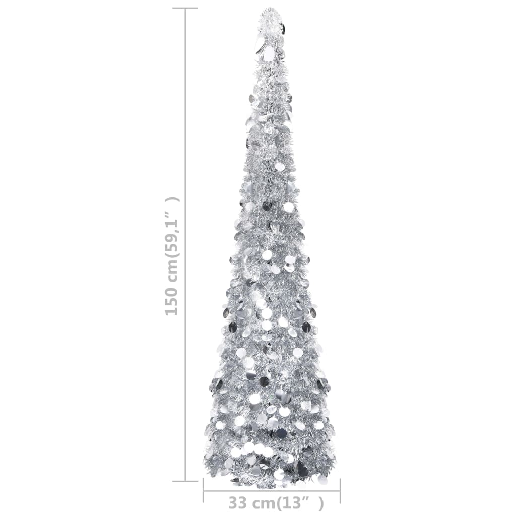 Sapin de Noël artificiel escamotable argenté 150 cm PET - XIOS