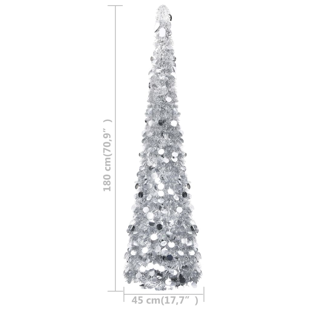 Sapin de Noël artificiel escamotable argenté 180 cm PET - XIOS
