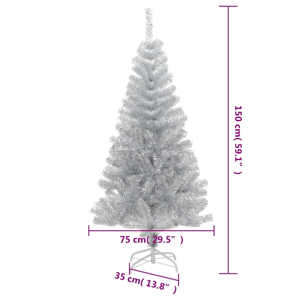 Sapin de Noël artificiel avec support argenté 150 cm PET - XIOS