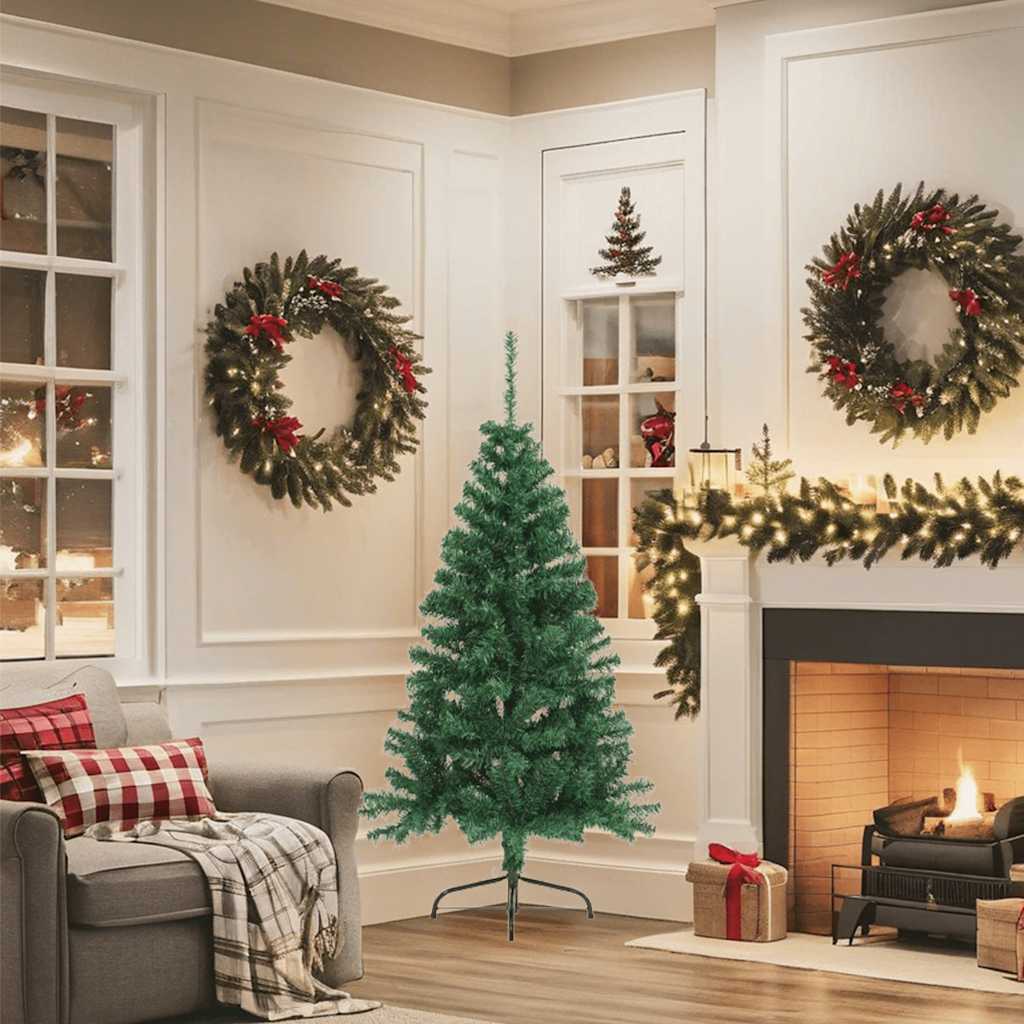 Sapin de Noël artificiel moitié avec support vert 150 cm PVC - XIOS