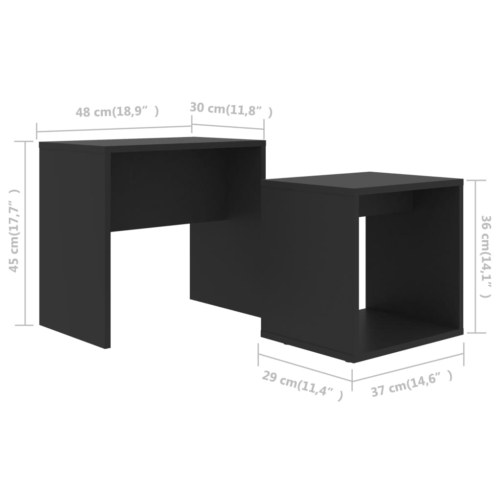 Ensemble de table basse Noir 48x30x45 cm Bois d'ingénierie - XIOS