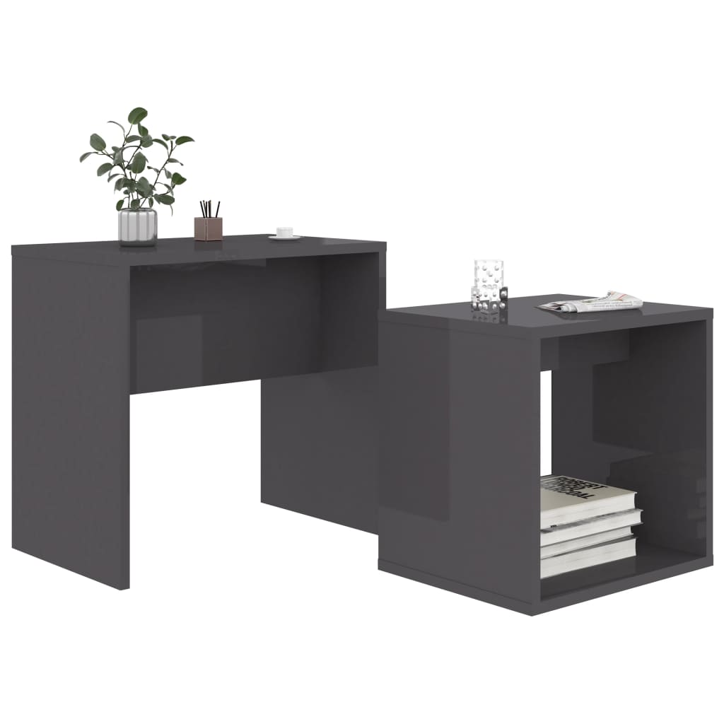 Ensemble de table basse Gris brillant Bois d'ingénierie - XIOS