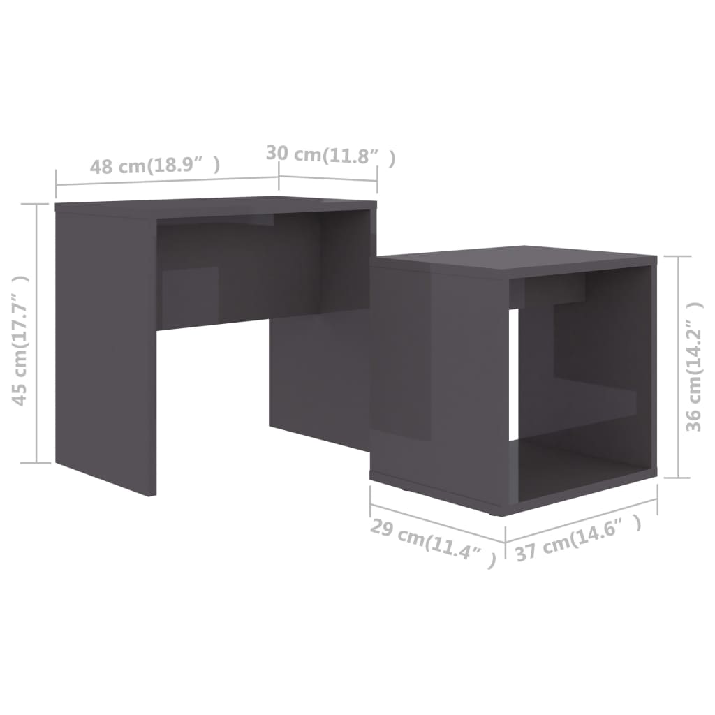 Ensemble de table basse Gris brillant Bois d'ingénierie - XIOS