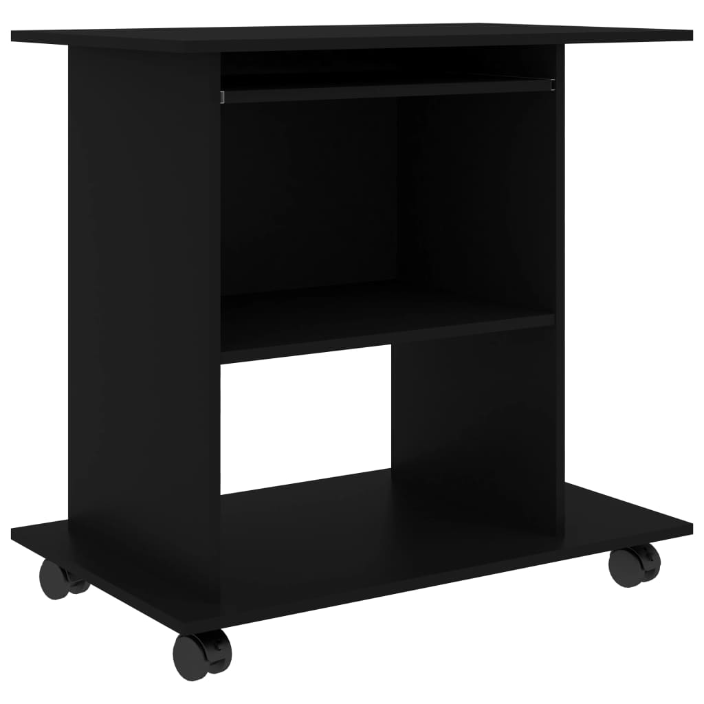 Bureau d'ordinateur Noir 80x50x75 cm Bois d'ingénierie