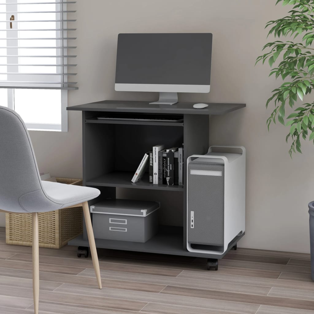 Bureau d'ordinateur Gris 80x50x75 cm Aggloméré - XIOS