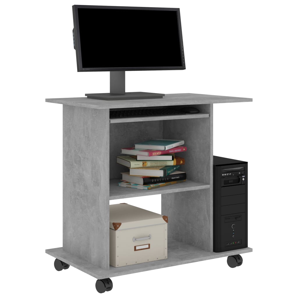 Bureau d'ordinateur Gris béton 80x50x75 cm Bois d'ingénierie - XIOS
