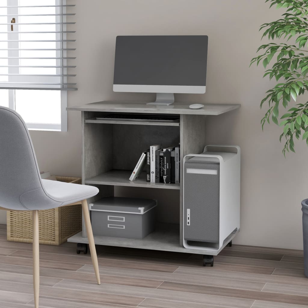 Bureau d'ordinateur Gris béton 80x50x75 cm Bois d'ingénierie - XIOS