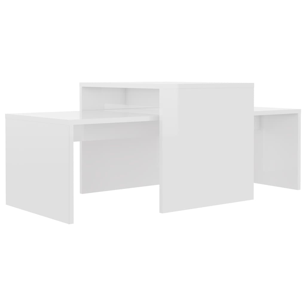Ensemble de table basse Blanc brillant Bois d’ingénierie - XIOS