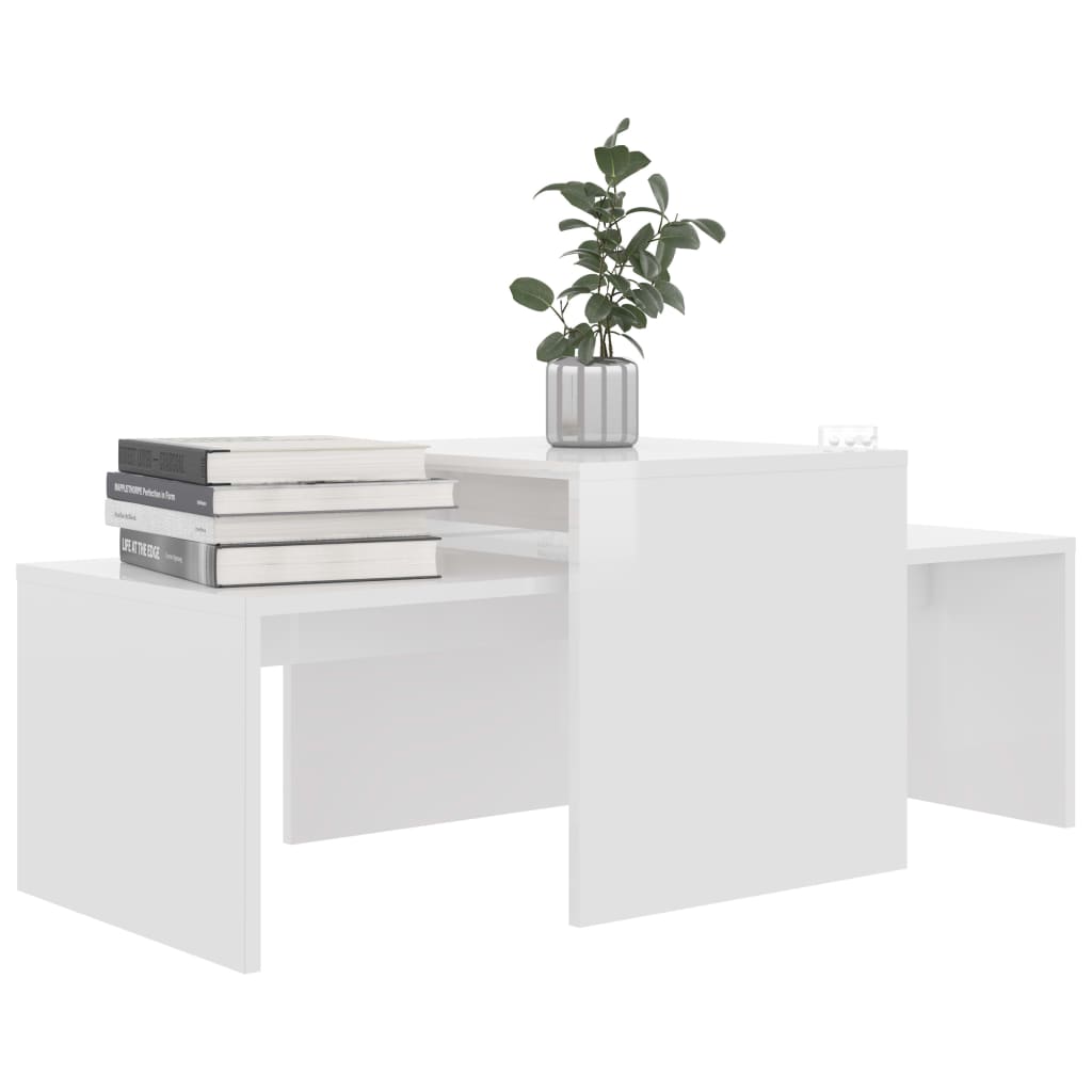 Ensemble de table basse Blanc brillant Bois d’ingénierie - XIOS
