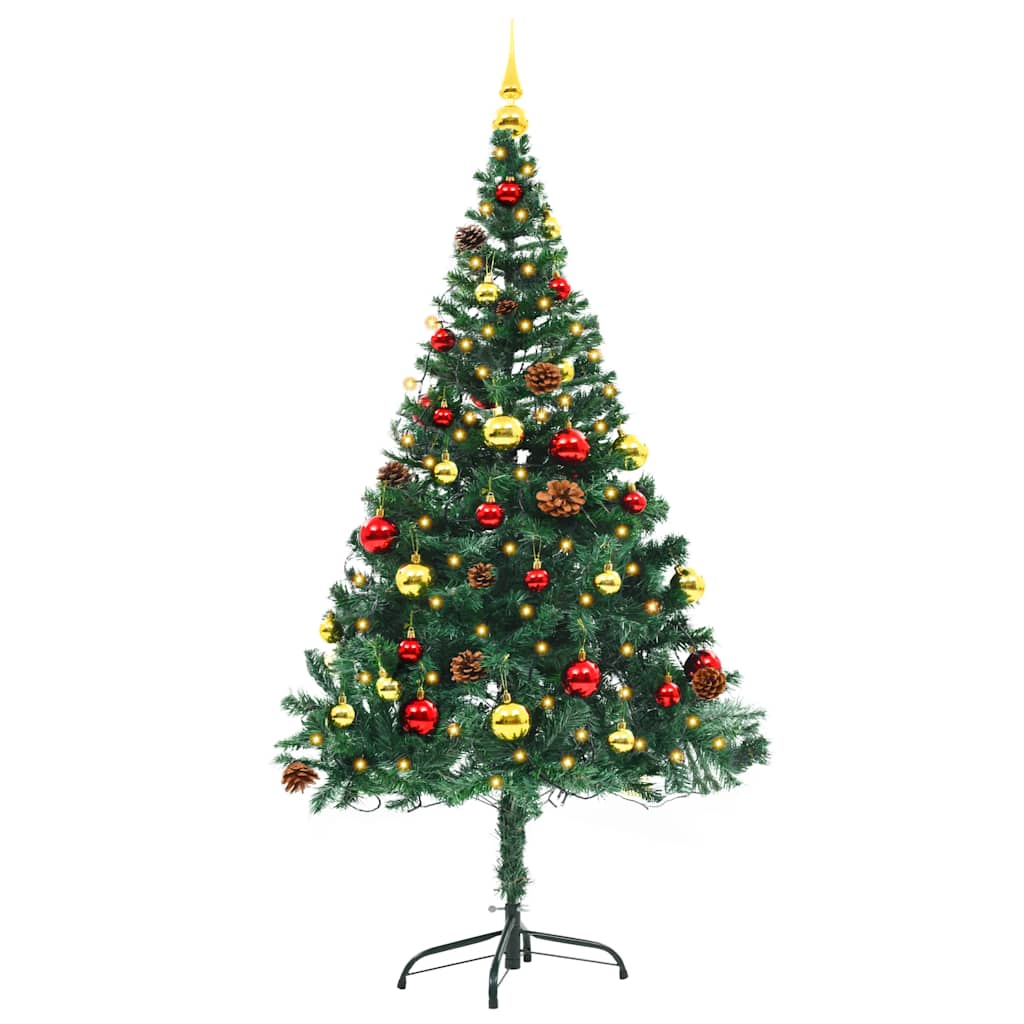 Arbre de Noël artificiel pré-éclairé avec boules vert 150 cm - XIOS