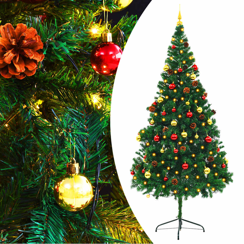 Arbre de Noël artificiel pré-éclairé avec boules vert 210 cm - XIOS