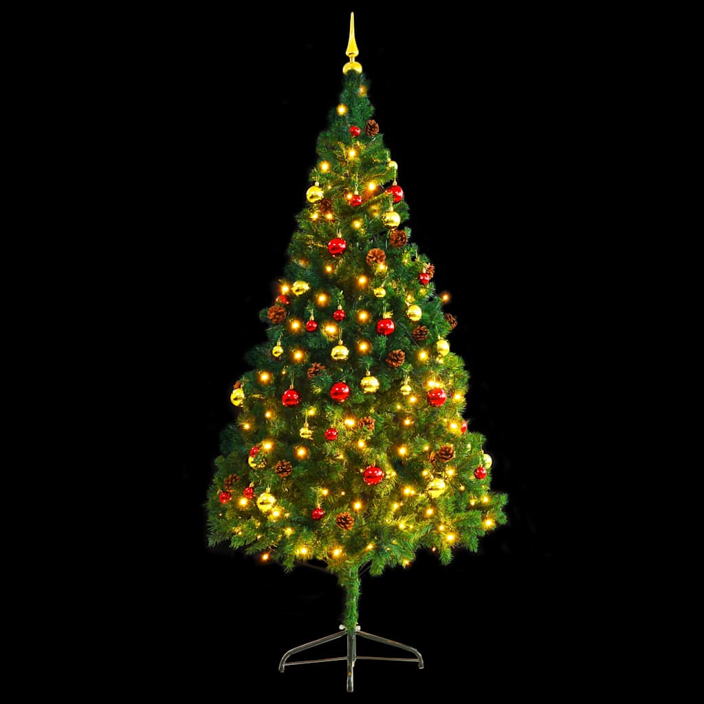 Arbre de Noël artificiel pré-éclairé avec boules vert 210 cm - XIOS