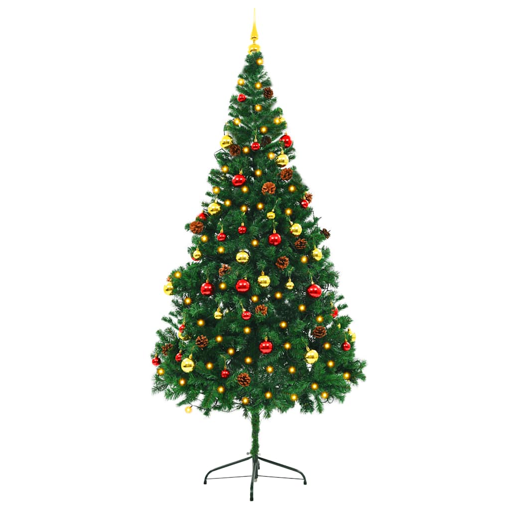 Arbre de Noël artificiel pré-éclairé avec boules vert 210 cm - XIOS