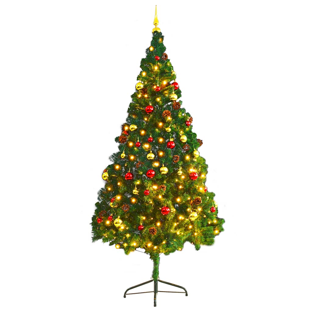 Arbre de Noël artificiel pré-éclairé avec boules vert 210 cm - XIOS