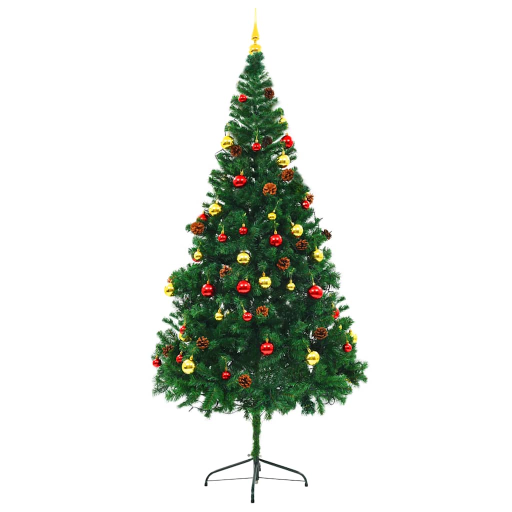 Arbre de Noël artificiel pré-éclairé avec boules vert 210 cm - XIOS