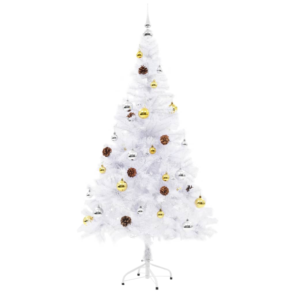 Arbre de Noël artificiel pré-éclairé avec boules blanc 150 cm - XIOS
