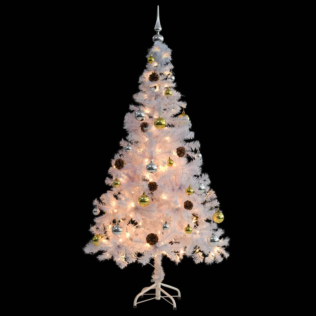 Arbre de Noël artificiel pré-éclairé avec boules blanc 150 cm - XIOS