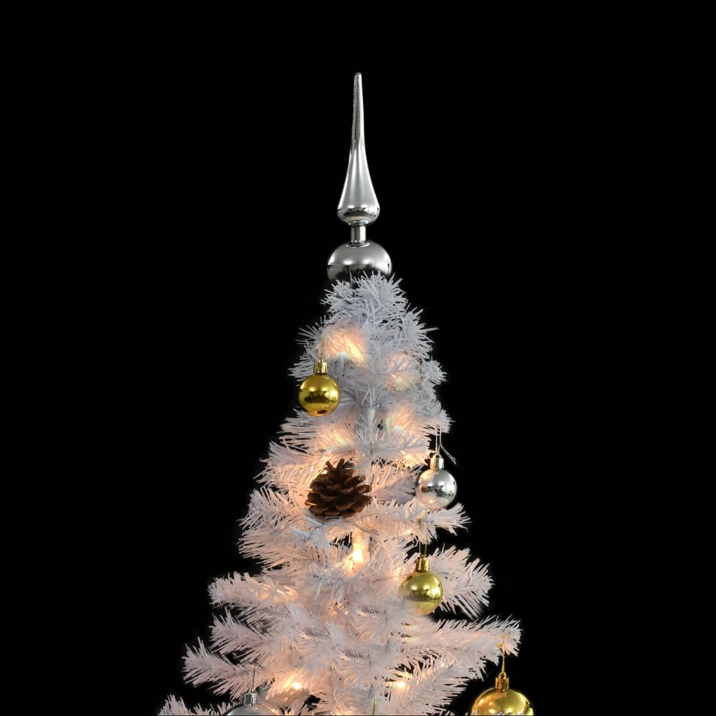 Arbre de Noël artificiel pré-éclairé avec boules blanc 180 cm - XIOS