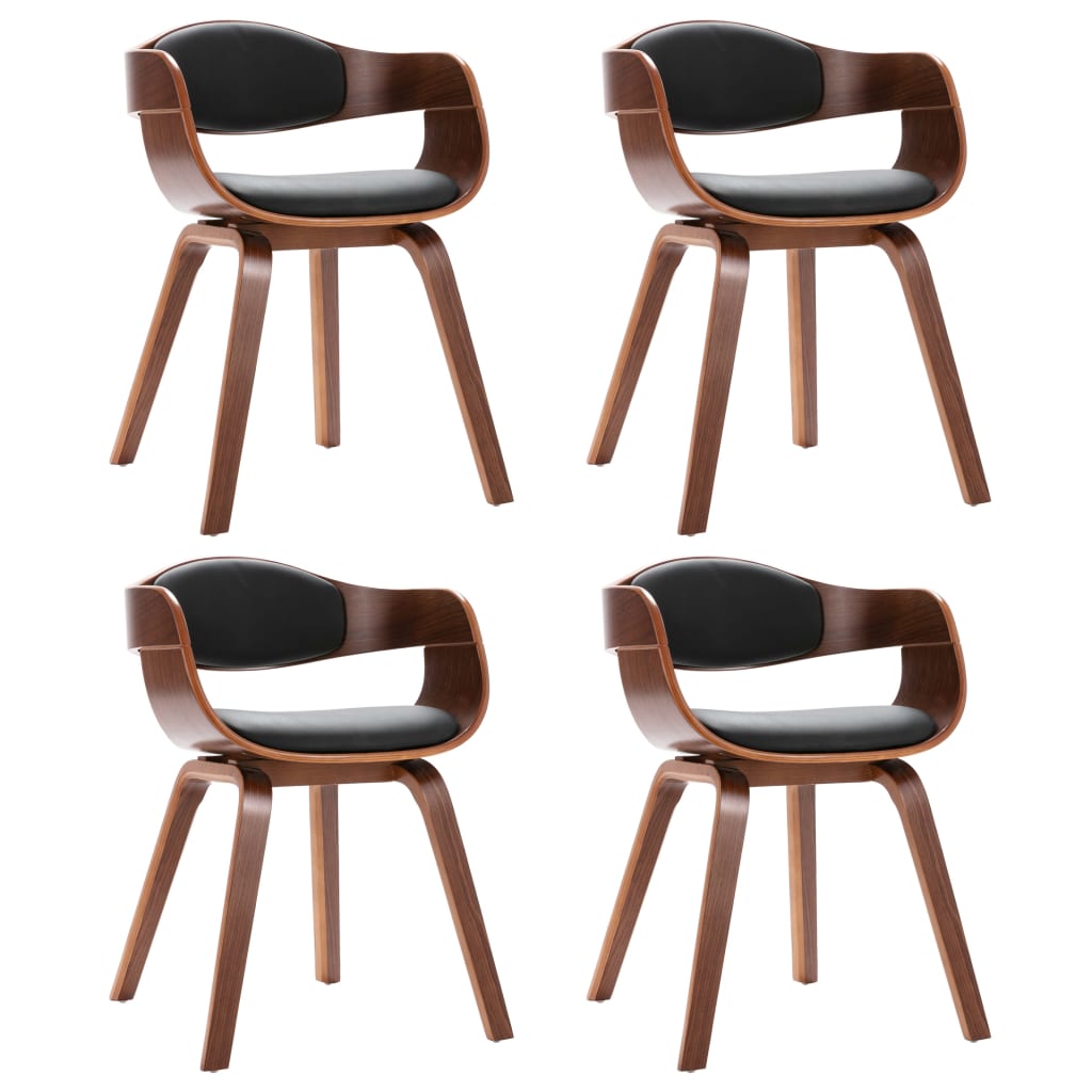 Chaises à manger lot de 4 bois courbé et similicuir - XIOS
