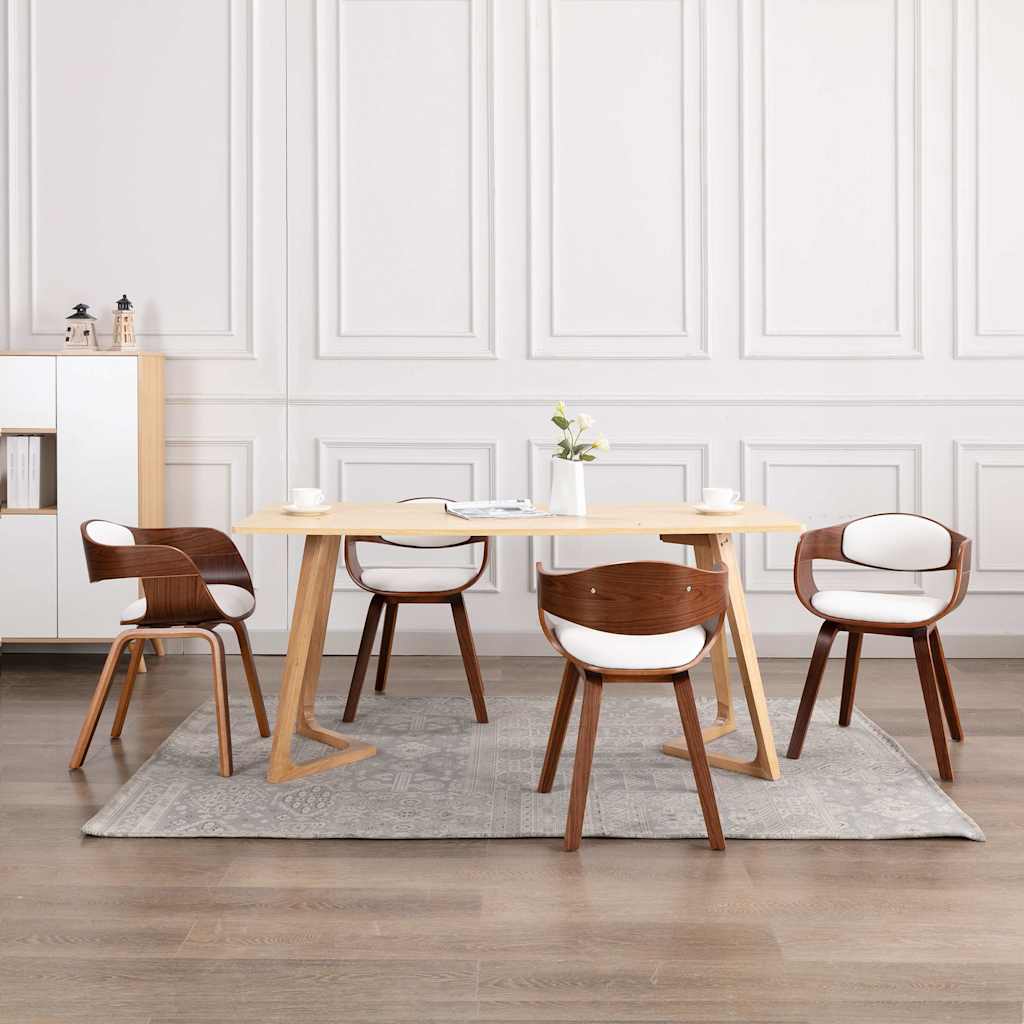 Chaises à manger lot de 4 bois courbé et similicuir
