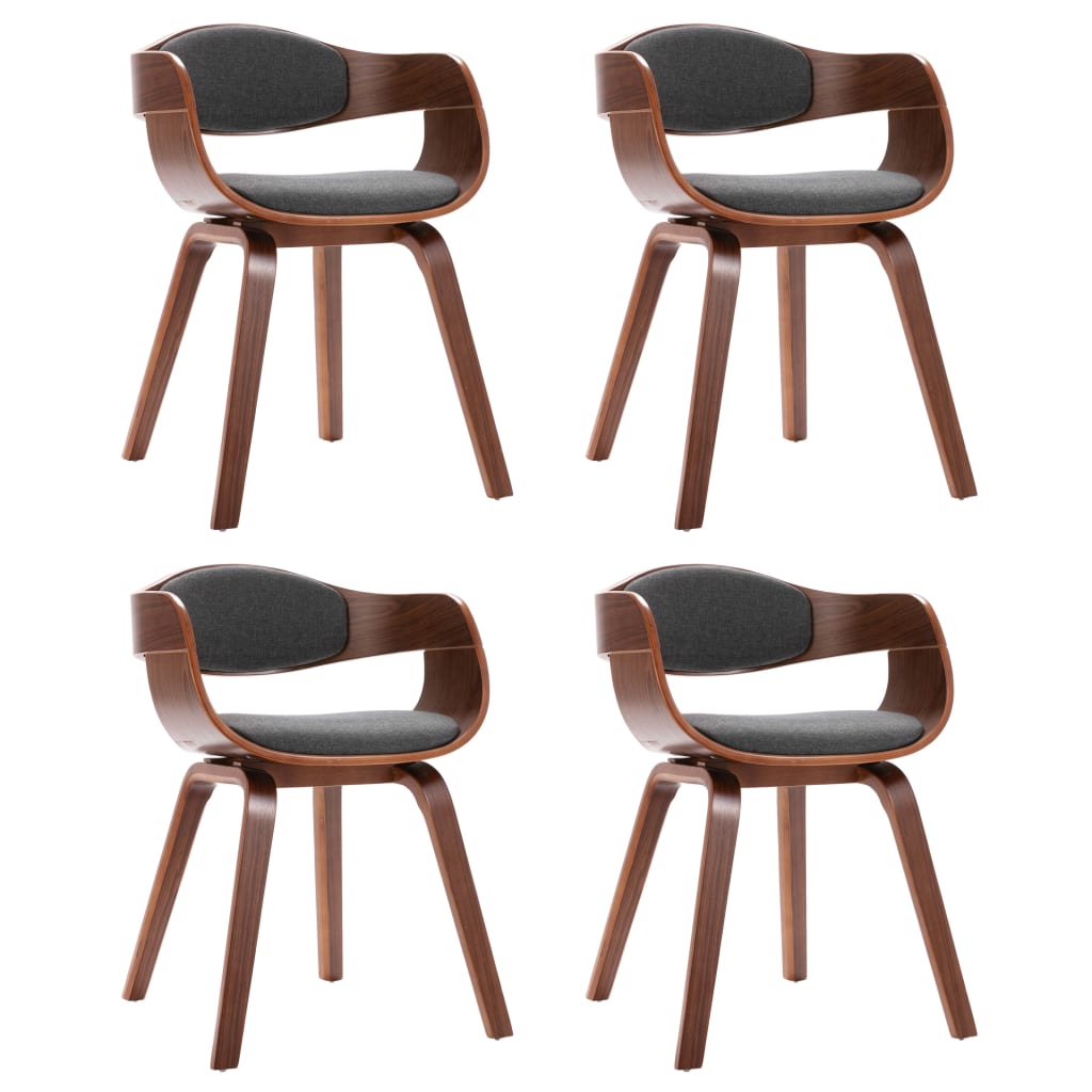 Chaises à manger lot de 4 bois courbé et tissu - XIOS