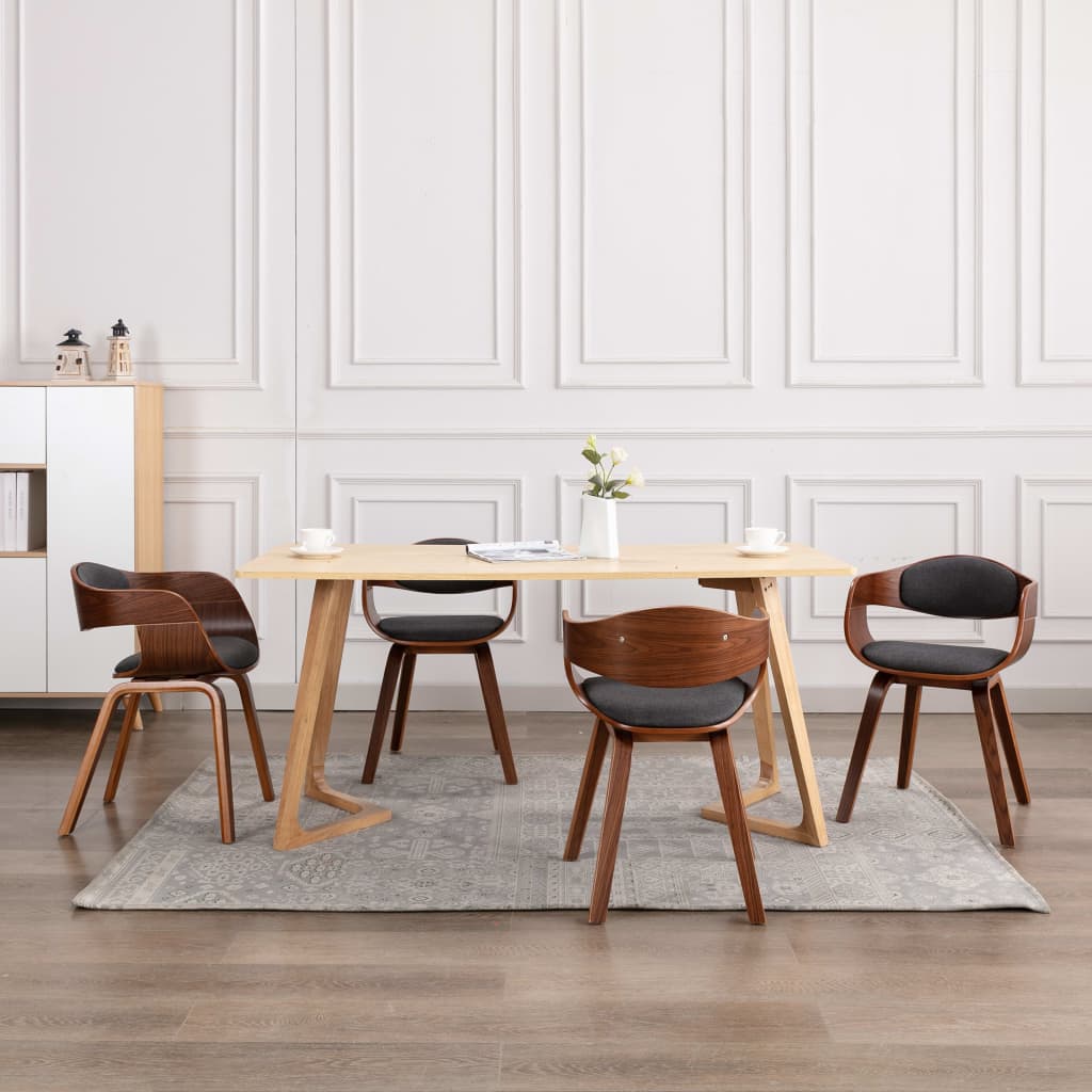 Chaises à manger lot de 4 bois courbé et tissu - XIOS