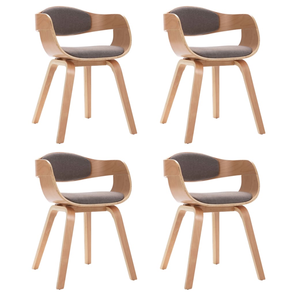 Chaises à manger lot de 4 bois courbé et tissu taupe