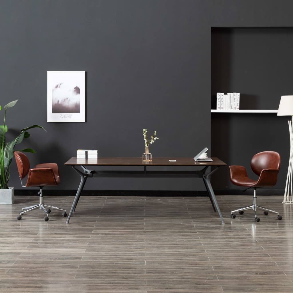 Chaise pivotante de bureau Marron Similicuir