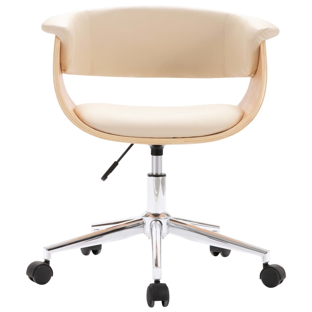 Chaise pivotante de bureau Crème Bois courbé et similicuir - XIOS