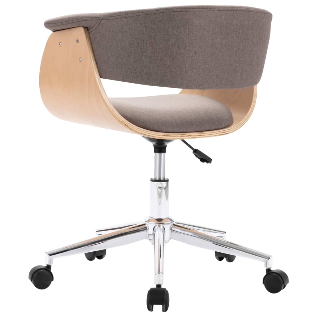 Chaise pivotante de bureau Taupe Bois courbé et tissu - XIOS