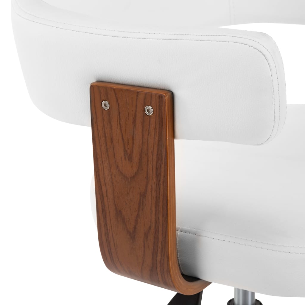 Chaise pivotante de bureau Blanc Bois courbé et similicuir - XIOS