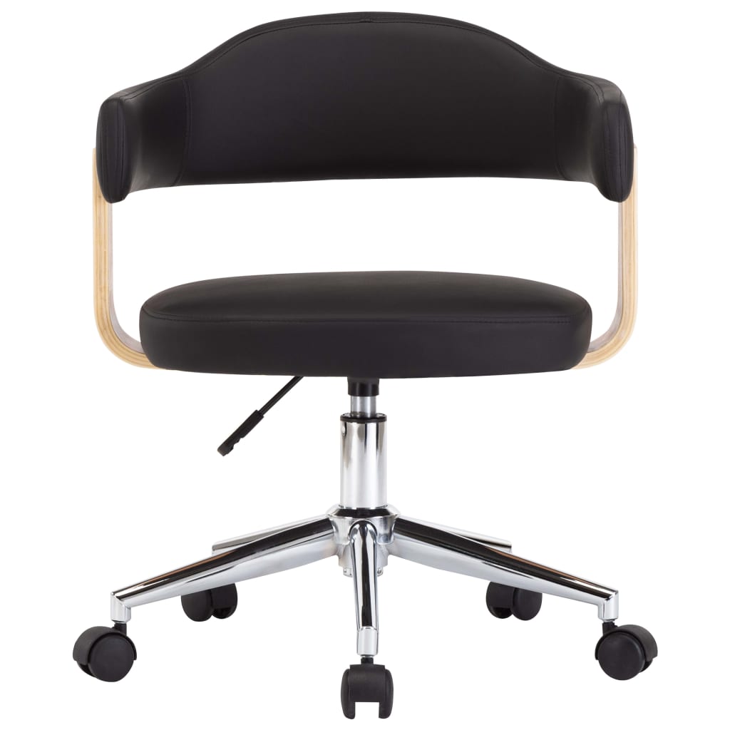 Chaise pivotante de bureau Noir Bois courbé et similicuir