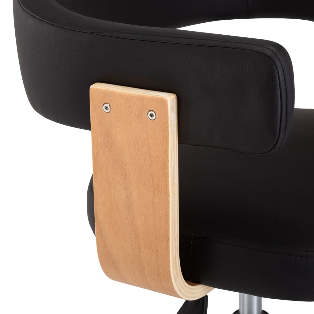 Chaise pivotante de bureau Noir Bois courbé et similicuir - XIOS