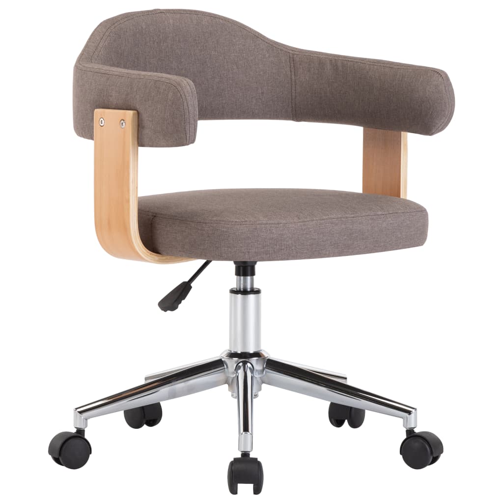 Chaise pivotante de bureau Taupe Bois courbé et tissu - XIOS