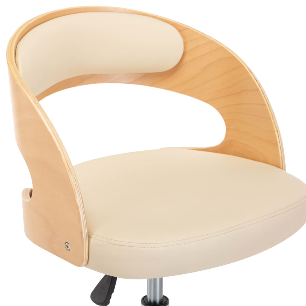 Chaise pivotante de bureau Crème Bois courbé et similicuir - XIOS