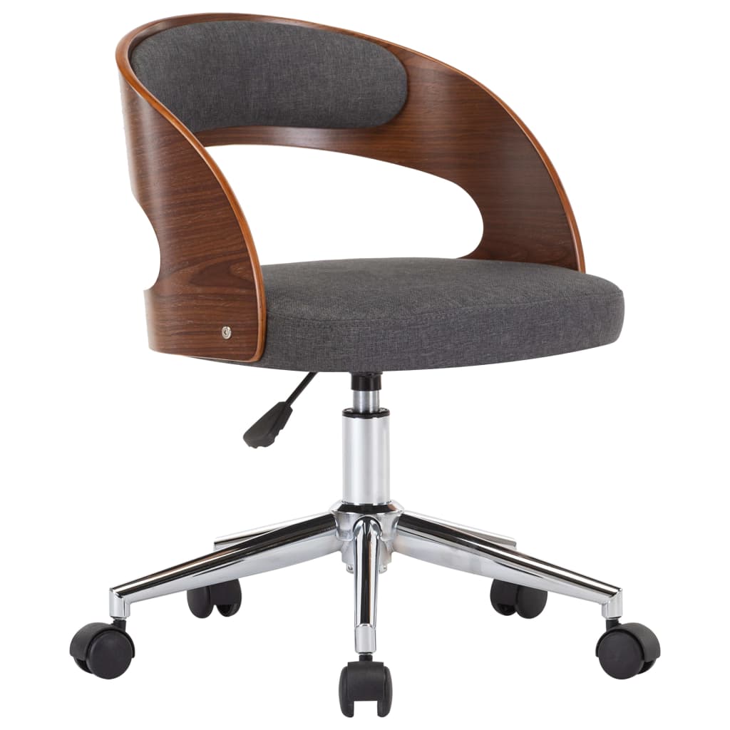 Chaise pivotante de bureau Gris Bois courbé et tissu