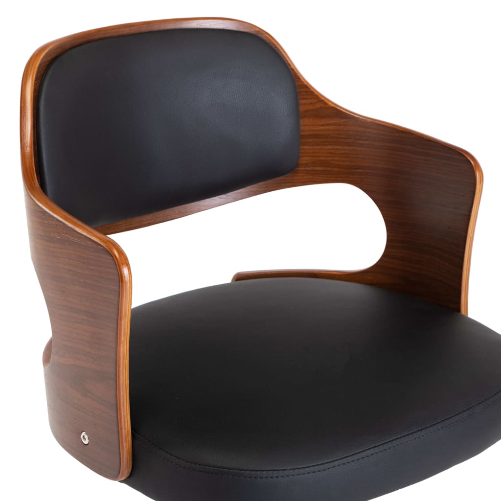 Chaise pivotante de bureau Noir Bois courbé et similicuir - XIOS